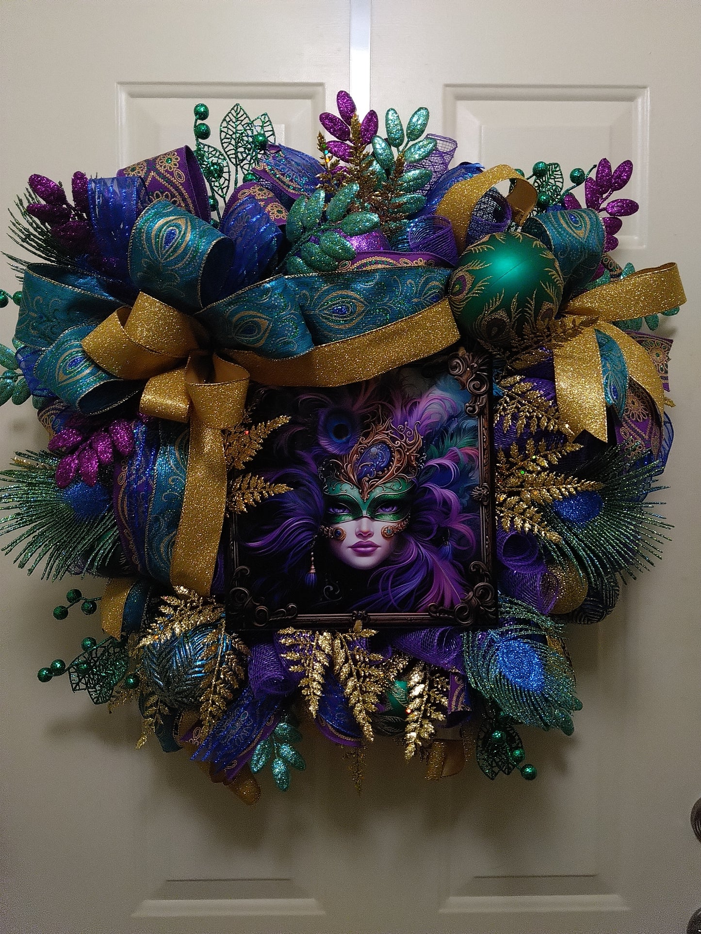 Mardi Gras Peacock Wreath