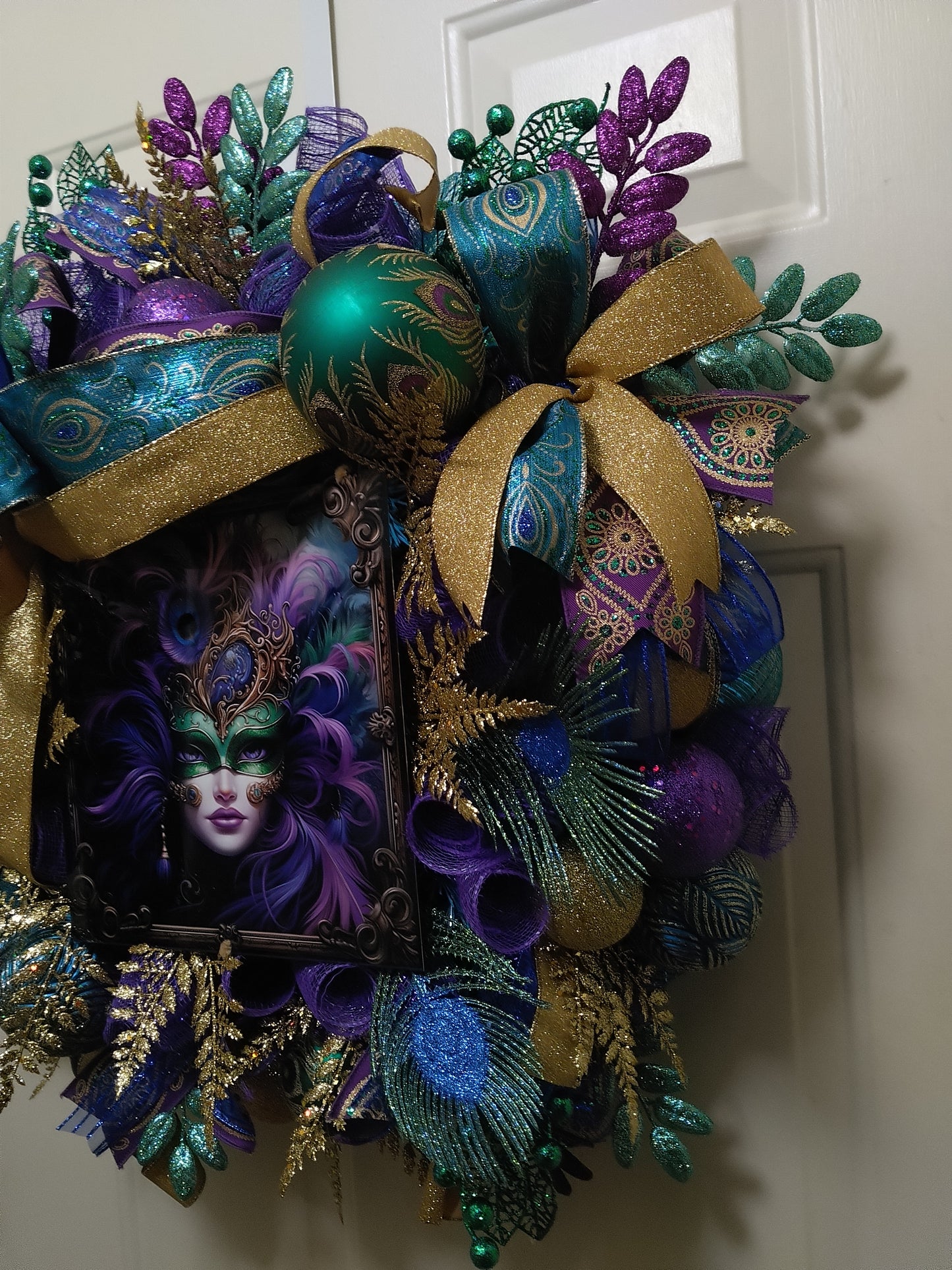 Mardi Gras Peacock Wreath