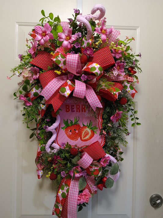 Sweet Strawberry Teardrop Wreath