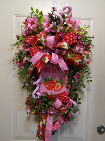 Sweet Strawberry Teardrop Wreath